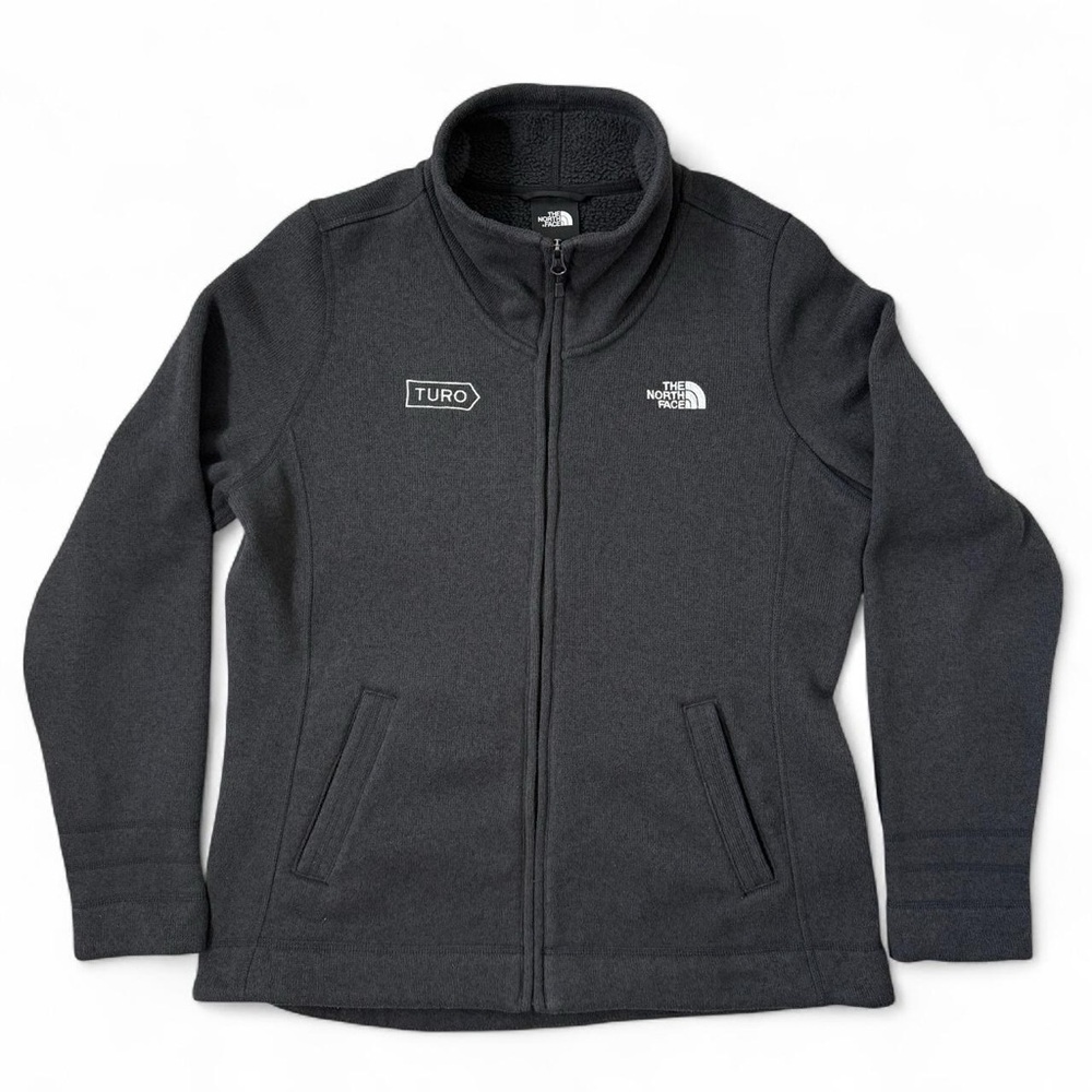 The North Face Gray/Black Knit Full Zip Polyester Jacket Womens Size Large TURO